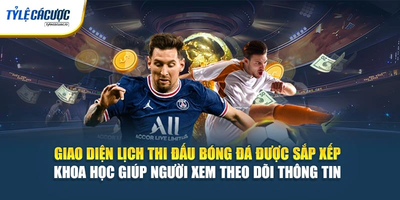 Giao diện lịch thi đấu bóng đá được sắp xếp khoa học giúp người xem theo dõi thông tin 